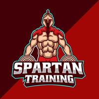 logotipo esport de mascote de treinamento espartano vetor