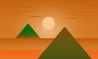 ilustração pôr do sol no deserto adequado para backckground, walpapper, etc vetor