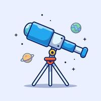 ilustração de ícone de vetor dos desenhos animados do telescópio. ciência tecnologia ícone conceito isolado vetor premium. estilo de desenho animado plano