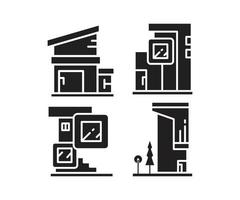 ilustração em vetor de ícones modernos de prédio, condomínio e apartamento