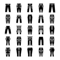 conjunto de ícones de calças e calças vetor