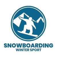 design de logotipo de snowboard, design de logotipo de esporte radical vetor