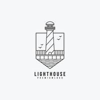 contorno de logotipo de arte de linha de farol modelo de ilustração vetorial de design monoline simples minimalista vetor