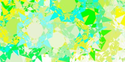 textura de vetor verde e amarelo claro com triângulos aleatórios.