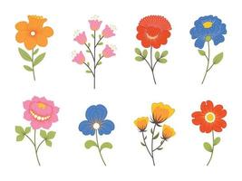 coleção de flores desenhadas à mão vetor