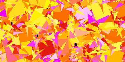 textura vector rosa e amarelo escuro com triângulos aleatórios.
