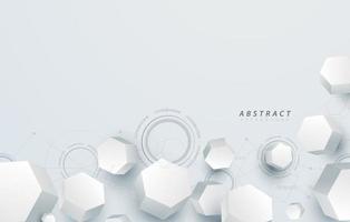 3D elementos geométricos brancos da forma do hexágono. design de fundo limpo mínimo para negócios de tecnologia. ilustração vetorial vetor