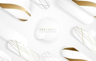 abstrato branco cinza com bola de círculo 3d e elementos de padrão dourado. conceito de design de arte para banner de negócios, pôster, capa ou planos de fundo. ilustração vetorial vetor