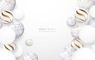 abstrato branco cinza com bola de círculo 3d e elementos de padrão dourado. conceito de design de arte para banner de negócios, pôster, capa ou planos de fundo. ilustração vetorial vetor