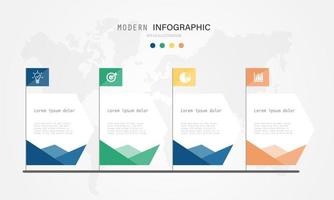 vetor de design infográfico e marketing. layout de fluxo de trabalho, diagrama, relatório anual no conceito de negócio com etapas e ícones do processo. ilustração vetorial