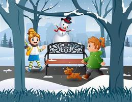 atividade ao ar livre as crianças na ilustração de inverno vetor