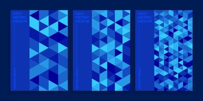 capa de livro azul com desenho geométrico, conjunto mínimo de design de capa azul vetor