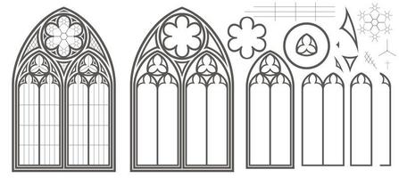 conjunto de vetores de vitrais góticos medievais
