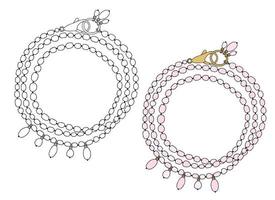 pulseira com pérolas rosa e pingentes. vetor