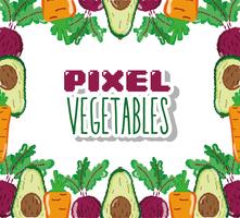 Desenhos animados de legumes de pixel vetor