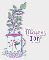Desenhos animados de jardim mason jar vetor