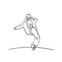 hiphop mulher dança ilustração vetorial desenhado à mão isolado na arte de linha de fundo branco. vetor