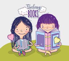 Meninas com livros vetor