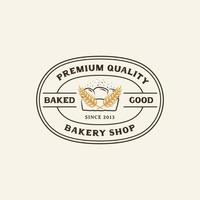 etiqueta de logotipo de loja de padaria vintage desenhada à mão vetor
