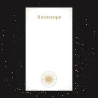 modelo para um horóscopo. um pôster elegante para um horóscopo esotérico do zodíaco para um logotipo ou pôster, em um fundo preto com estrelas vetor