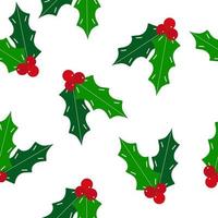 doodle desenhado de mão padrão sem emenda de Natal de azevinho. , minimalismo. inverno vetor