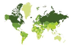 mapa do mundo com cor verde vetor