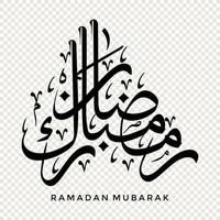 Ramadan Mubarak em caligrafia árabe, elemento de design em um fundo transparente. ilustração vetorial vetor