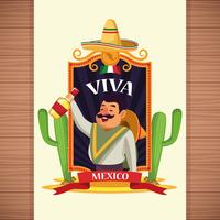 Desenhos animados de Viva México vetor