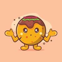 mascote de personagem de comida takoyaki com desenho isolado de gesto confuso em design de estilo simples vetor