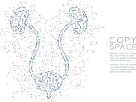 rim e bexiga forma abstrata círculo geométrico padrão de pixel de ponto, ciência médica órgão conceito design ilustração de cor azul isolado no fundo branco com espaço de cópia, vetor eps 10