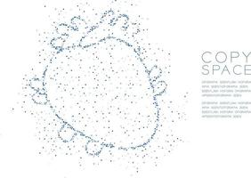 padrão de pixel de ponto de círculo geométrico abstrato em forma de coração, design de conceito de órgão de ciência médica ilustração de cor azul isolada no fundo branco com espaço de cópia, vetor eps 10