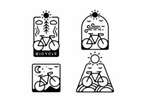 ilustração de arte de linha preta da coleção de bicicletas vetor