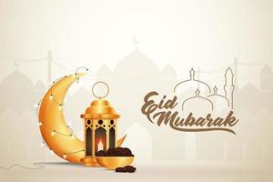 lindo eid-al-fitr eid-al-adha eid mubarak saudações ilustração vetorial fundo vetor