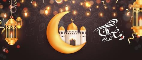 caligrafia árabe ramadan kareem saudações vector design de banner