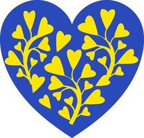 símbolo de coração estilizado cor azul e amarelo a bandeira ucraniana vetor