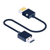 ícone isométrico do cabo usb, vetor de estilo moderno