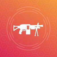ícone de metralhadora, pictograma de arma automática, ilustração vetorial vetor