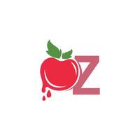 letra z com ilustração de modelo de design de logotipo de ícone de tomate vetor