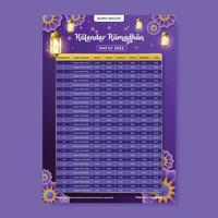 modelo de calender ramadan indonésia vetor