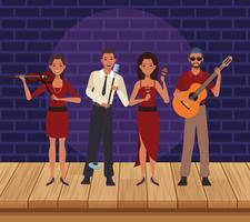 Banda de música dos desenhos animados vetor