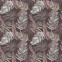 tropical sem costura padrão com folhas de palmeira e galhos de samambaia. textura infinita em estilo boêmio para impressão de camiseta, papel de parede, têxtil, design de convite. ilustração vetorial em fundo marrom vetor