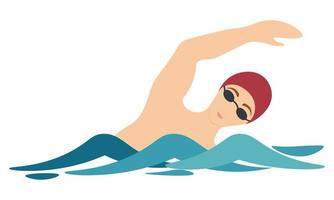 nadador, uma pessoa nada com o braço levantado vetor