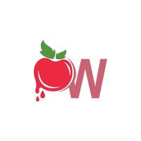 letra w com ilustração de modelo de design de logotipo de ícone de tomate vetor