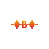 letra b com ilustração de modelo de design de fitness de ícone de barra vetor