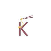 design de macarrão enrolado em um modelo de ícone de letra k