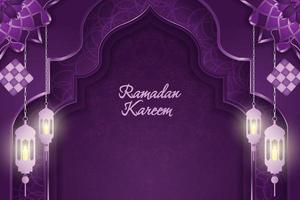 estilo islâmico ramadan kareem de fundo com cor roxa e elemento vetor