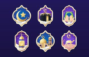 conjunto de etiquetas de etiqueta ramadan kareem vetor