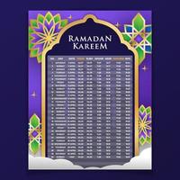 modelo de calendário do mês de jejum do ramadã vetor