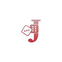 letra j com modelo de logotipo de ícone de dois dados vetor