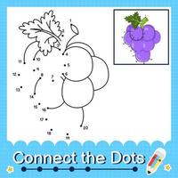 conecte os pontos contando números de 1 a 20 planilha de quebra-cabeça com ilustração de frutas vetor
